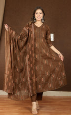 Women's Soft Cotton Anarkali Suit Set