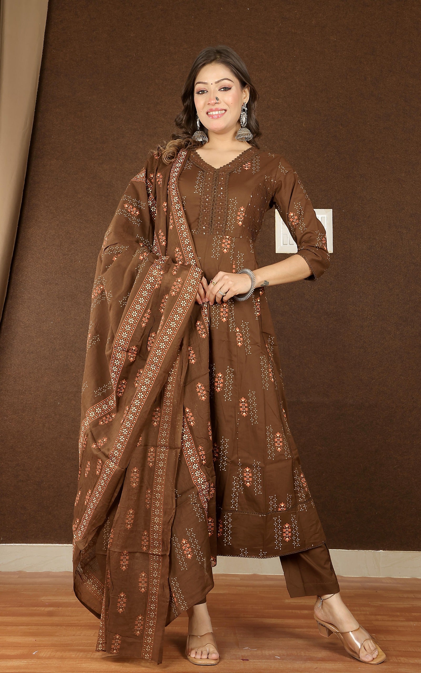 Women's Soft Cotton Anarkali Suit Set