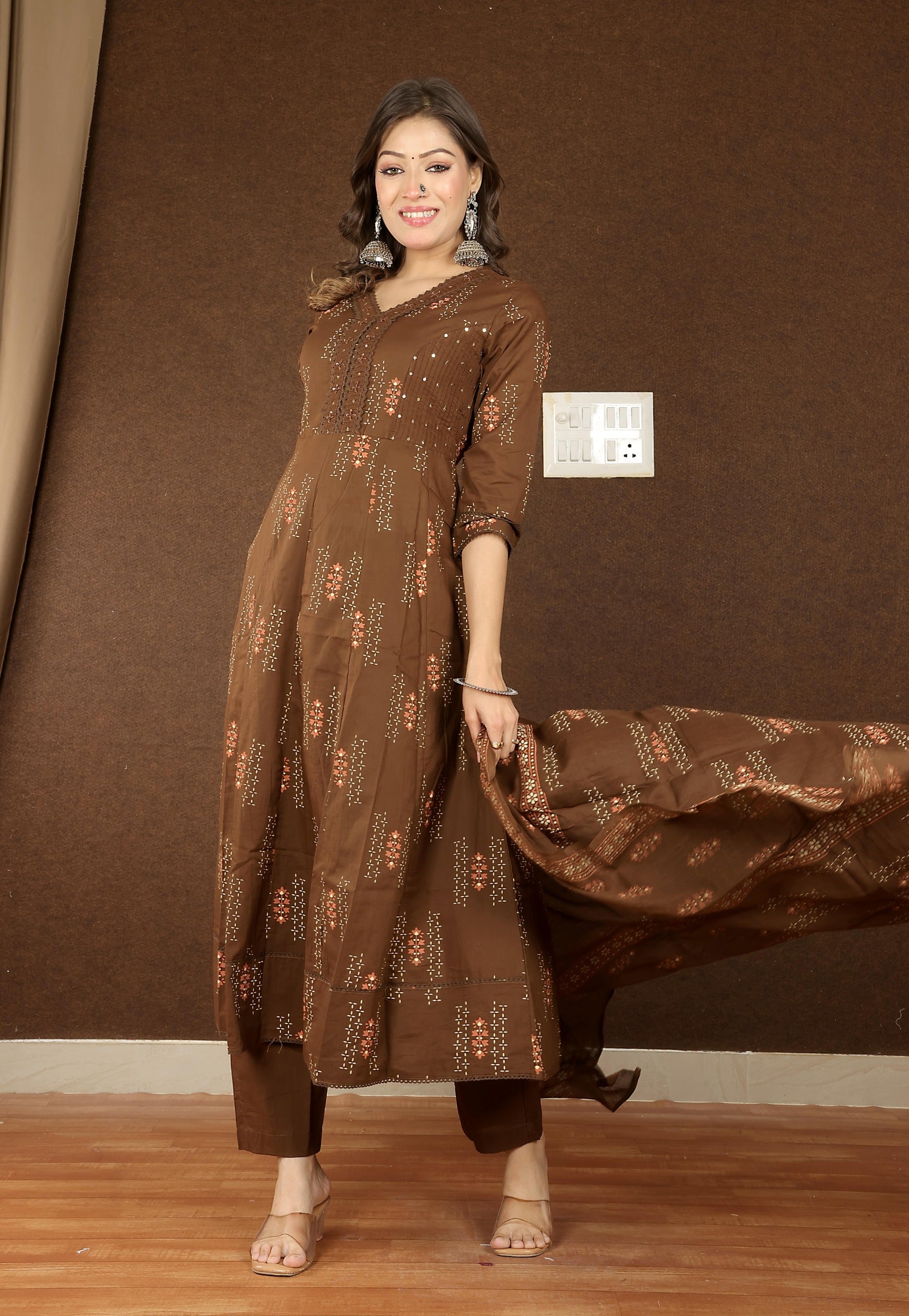 Women's Soft Cotton Anarkali Suit Set