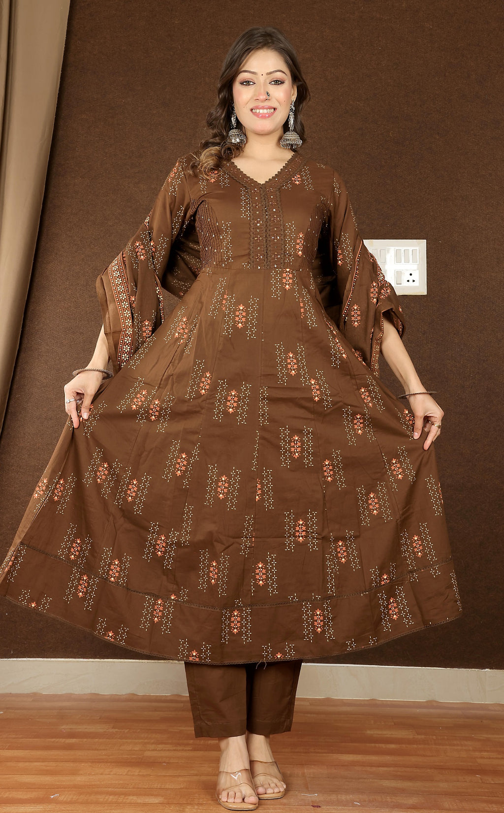 Women's Soft Cotton Anarkali Suit Set
