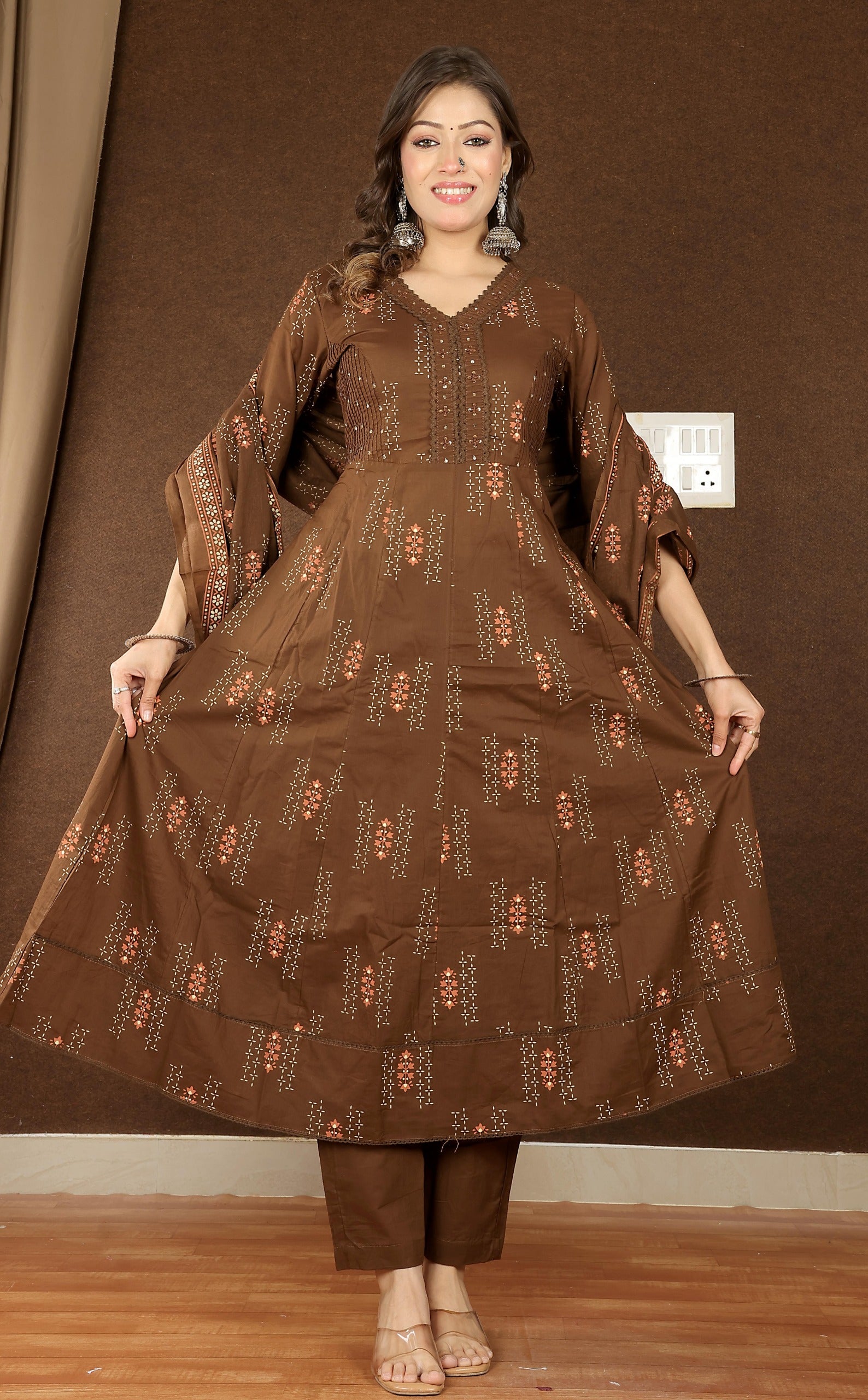 Women's Soft Cotton Anarkali Suit Set
