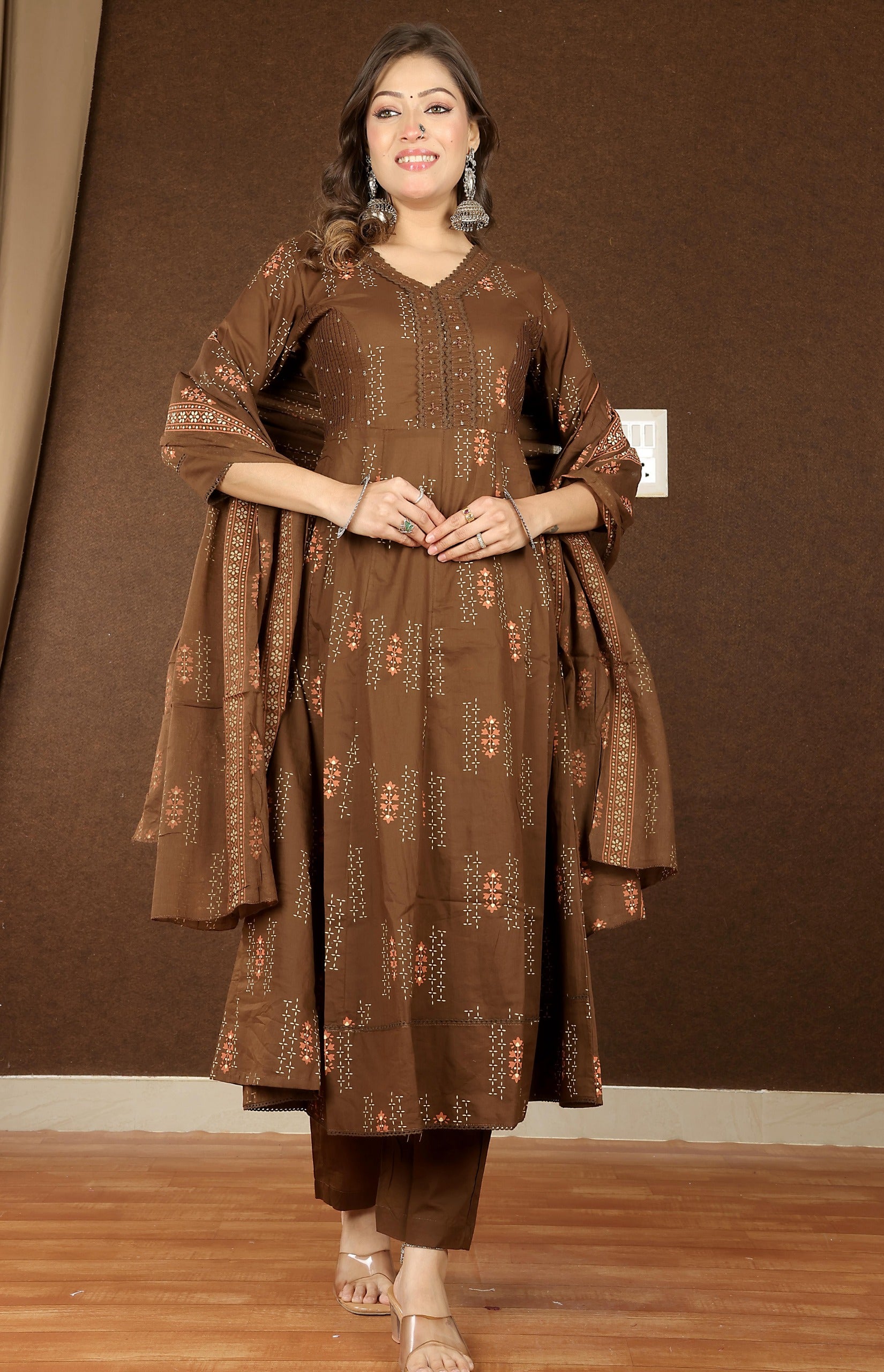 Women's Soft Cotton Anarkali Suit Set