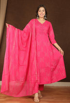 Women's Soft Cotton Anarkali Suit Set