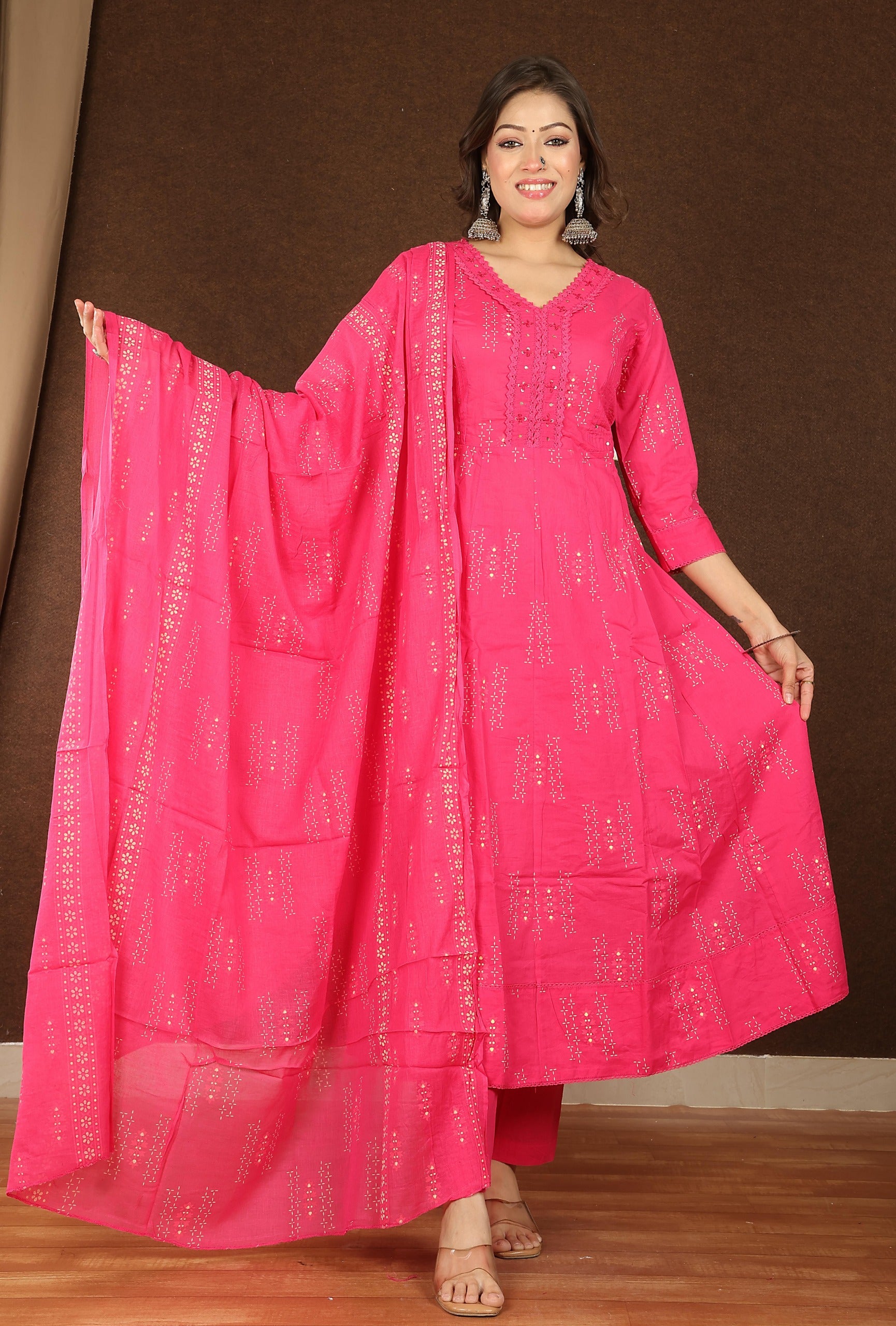Women's Soft Cotton Anarkali Suit Set