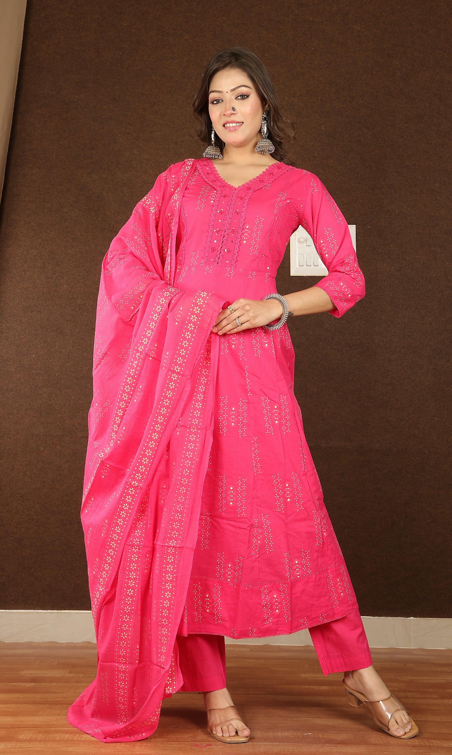 Women's Soft Cotton Anarkali Suit Set