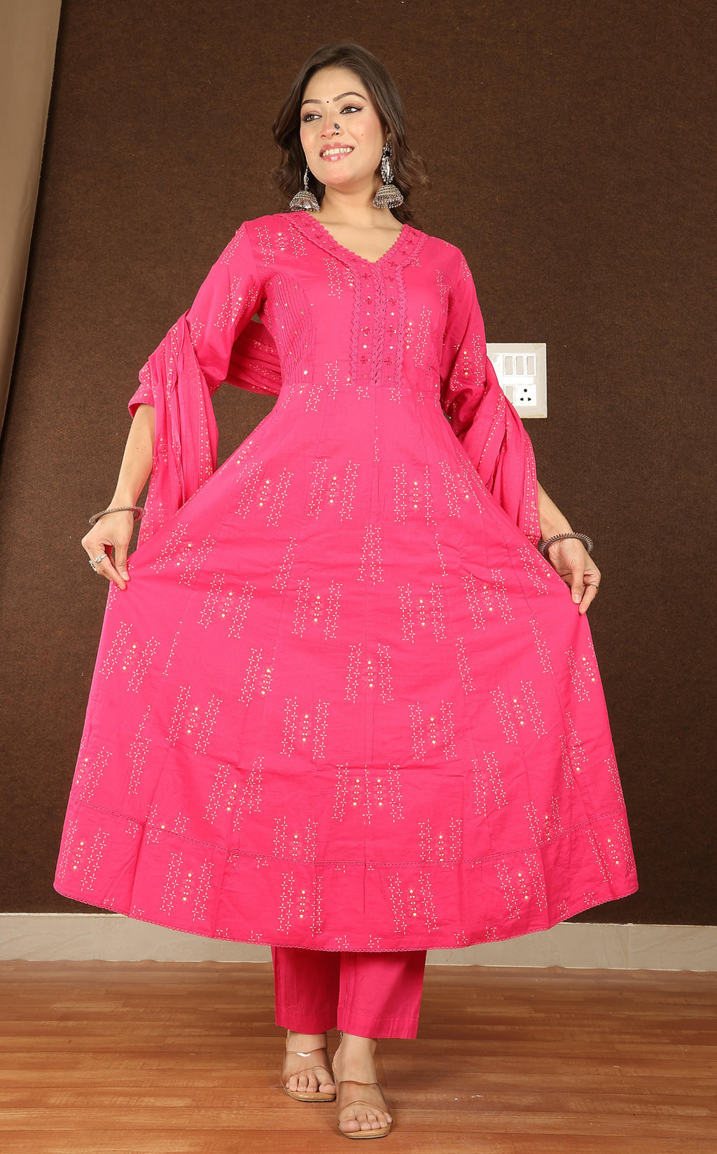 Women's Soft Cotton Anarkali Suit Set
