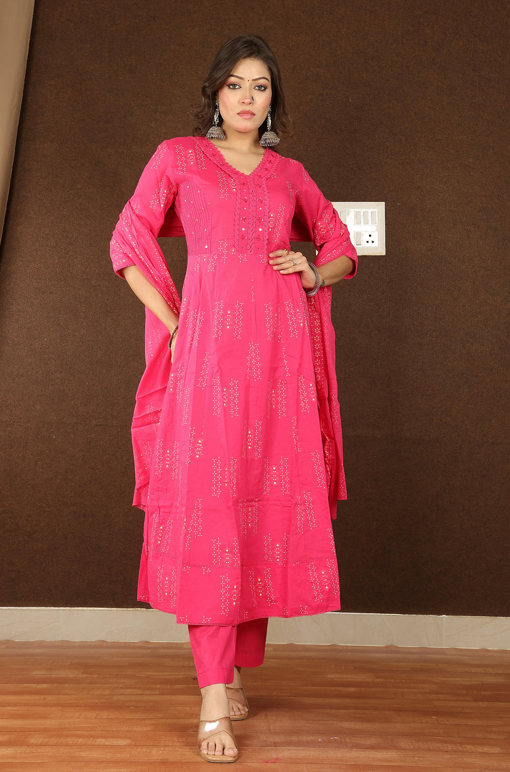 Women's Soft Cotton Anarkali Suit Set