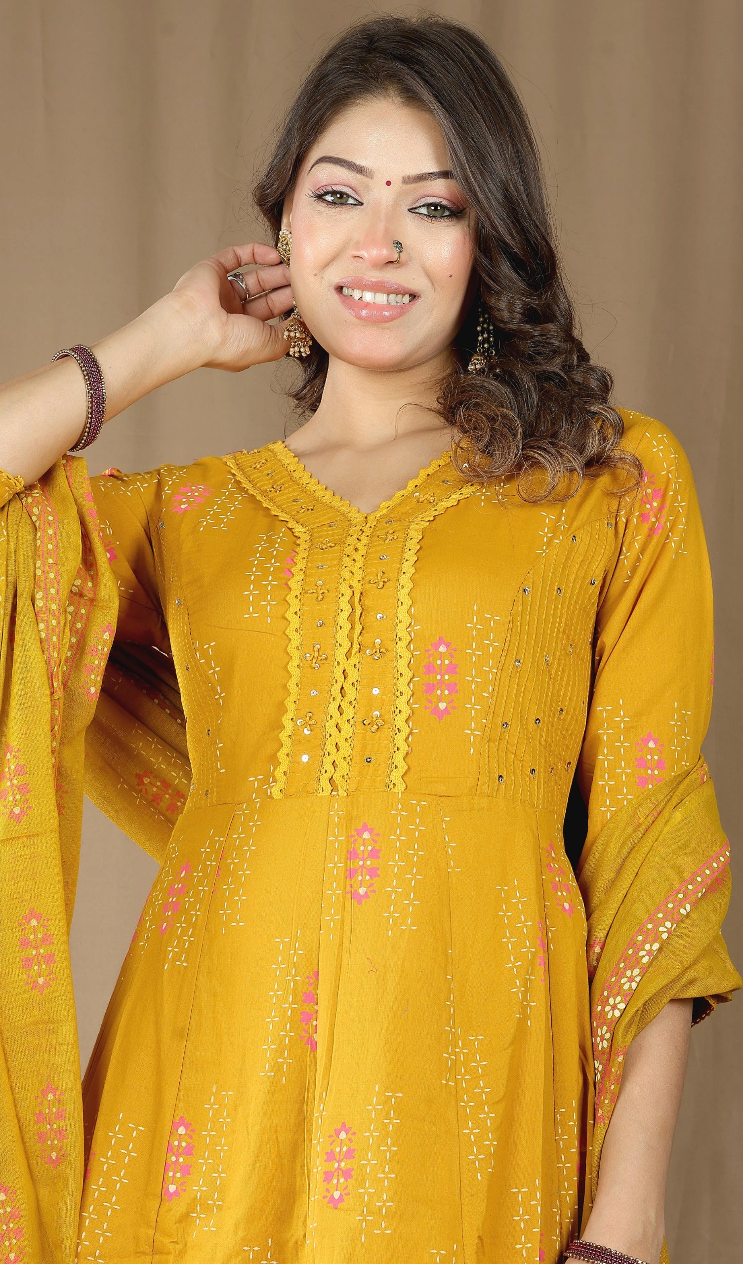 Women's Soft Cotton Anarkali Suit Set