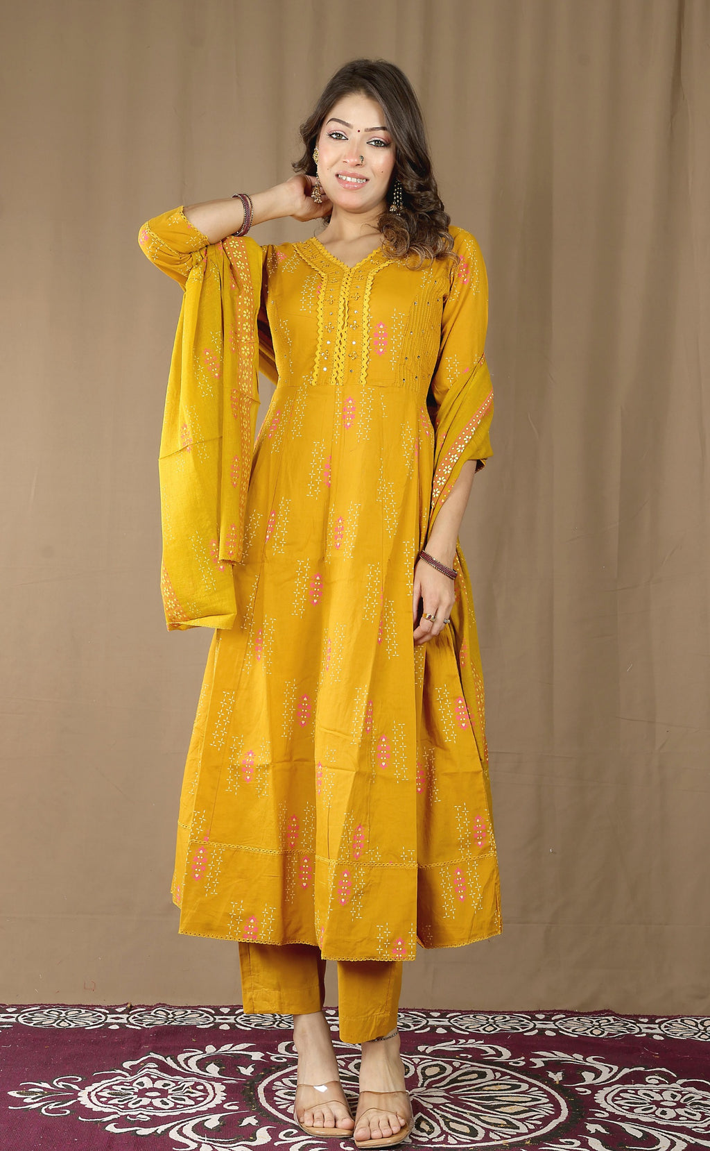 Women's Soft Cotton Anarkali Suit Set