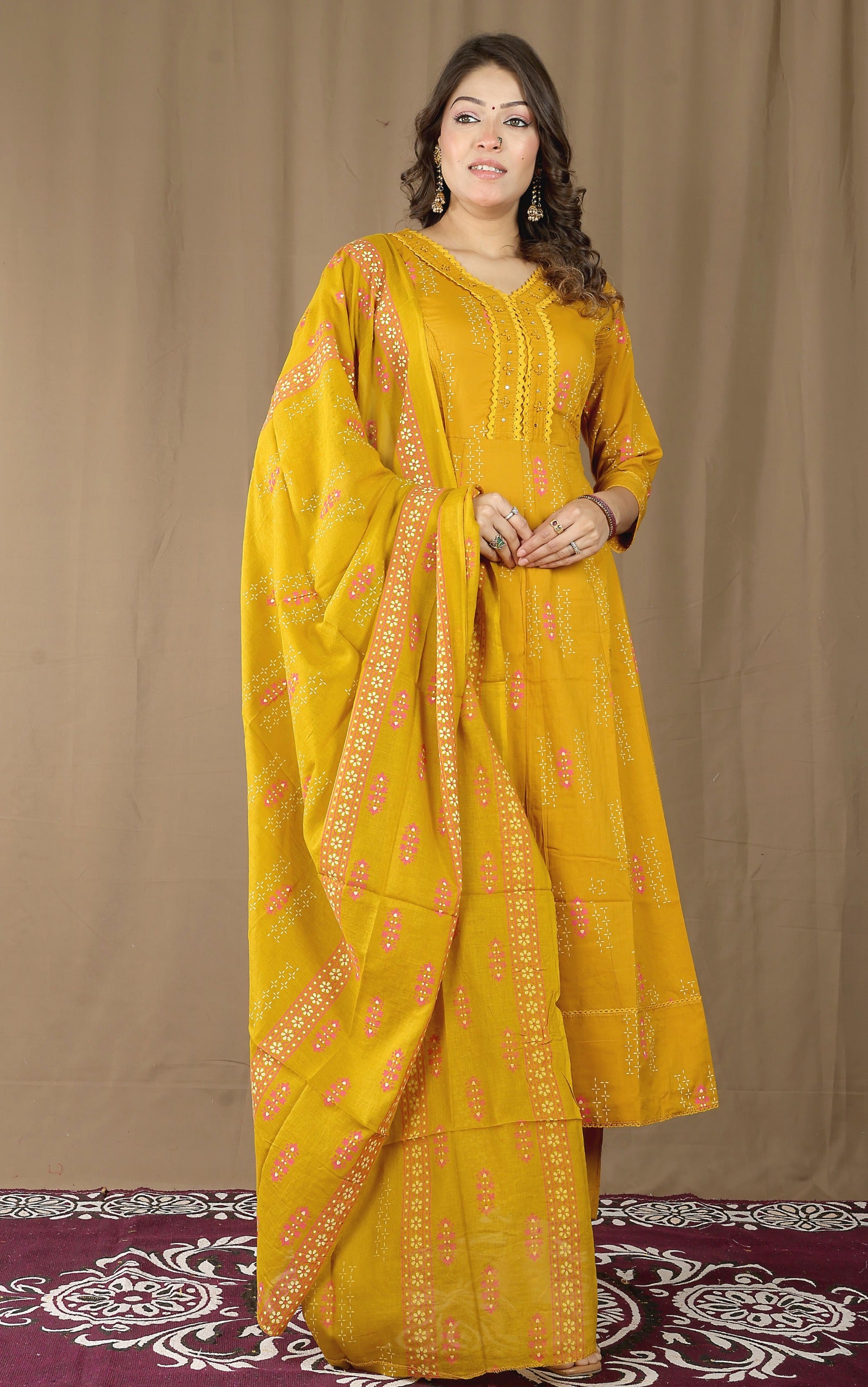 Women's Soft Cotton Anarkali Suit Set