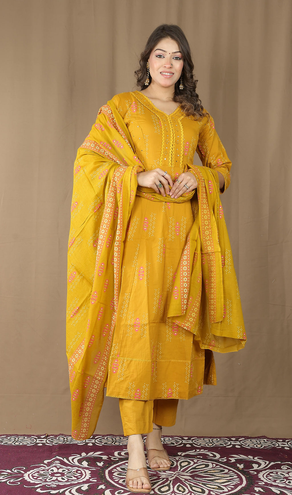Women's Soft Cotton Anarkali Suit Set
