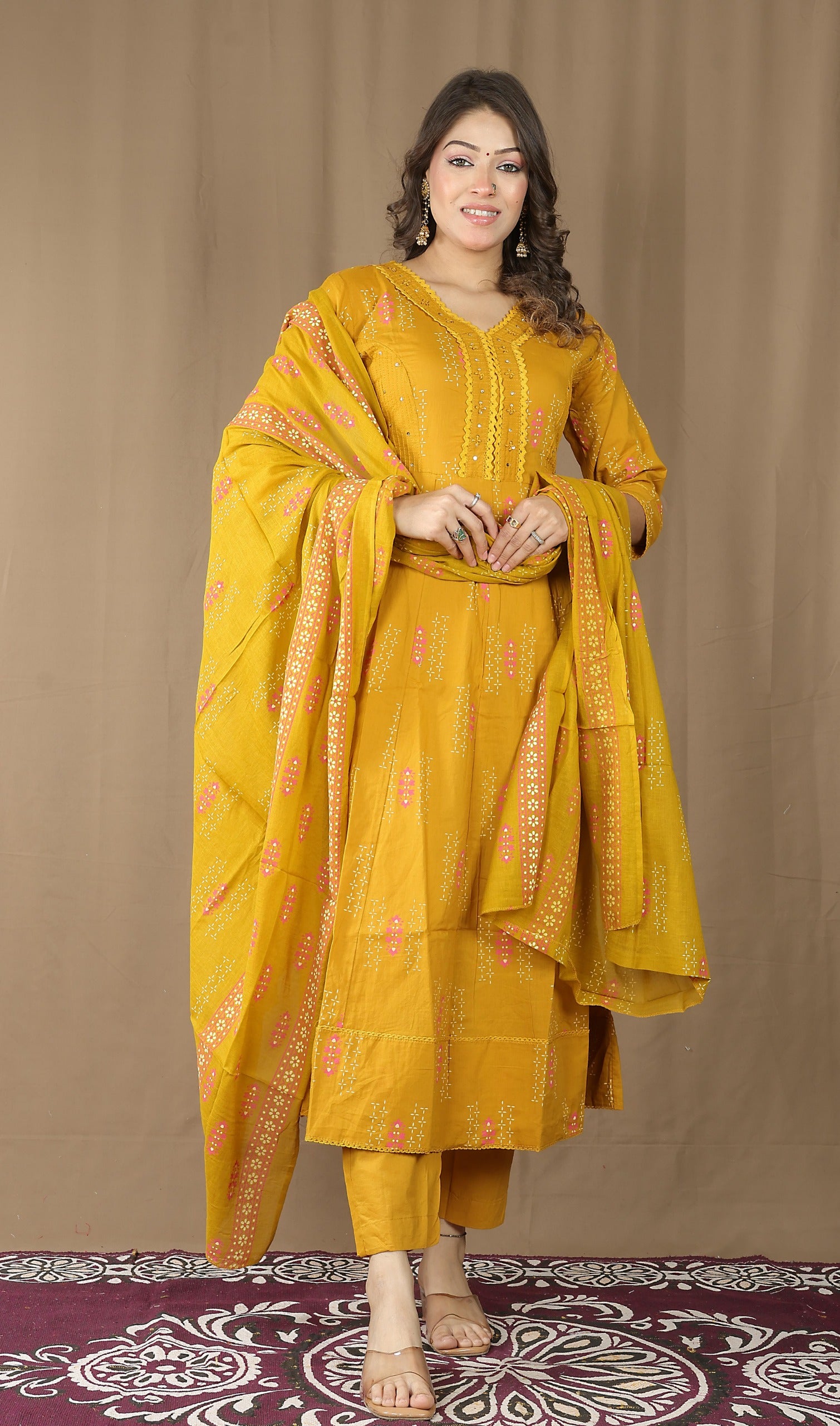 Women's Soft Cotton Anarkali Suit Set