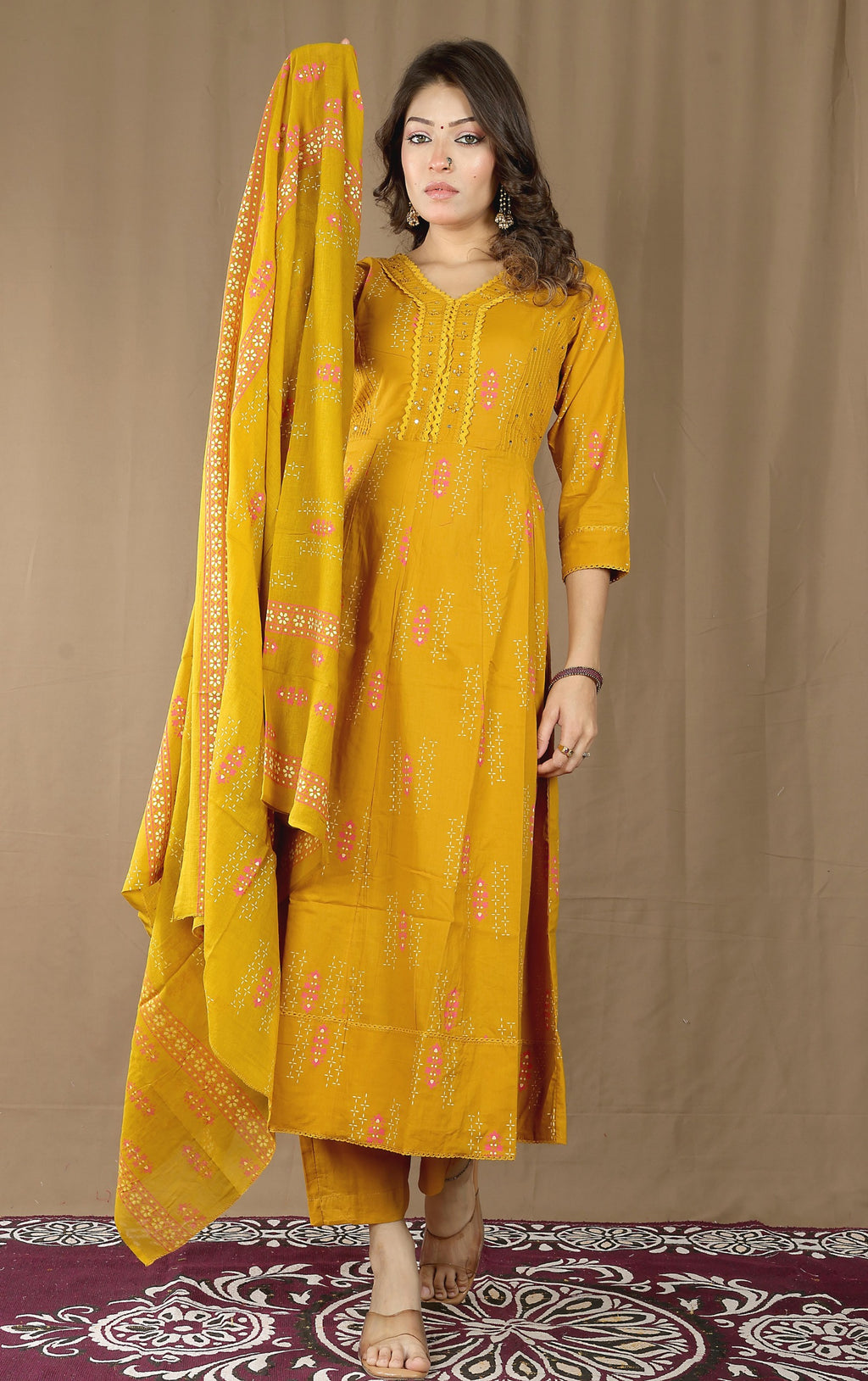 Women's Soft Cotton Anarkali Suit Set