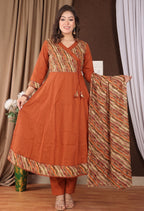 Women's Anarkali Kurta Set with Mulmul Dupatta