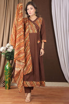 Women's Anarkali Kurta Set with Mulmul Dupatta