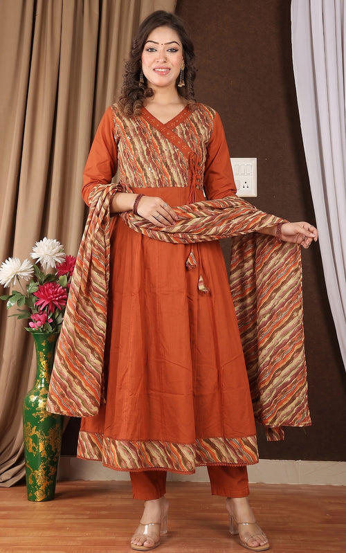 Women's Anarkali Kurta Set with Mulmul Dupatta