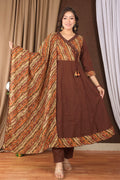 Women's Anarkali Kurta Set with Mulmul Dupatta