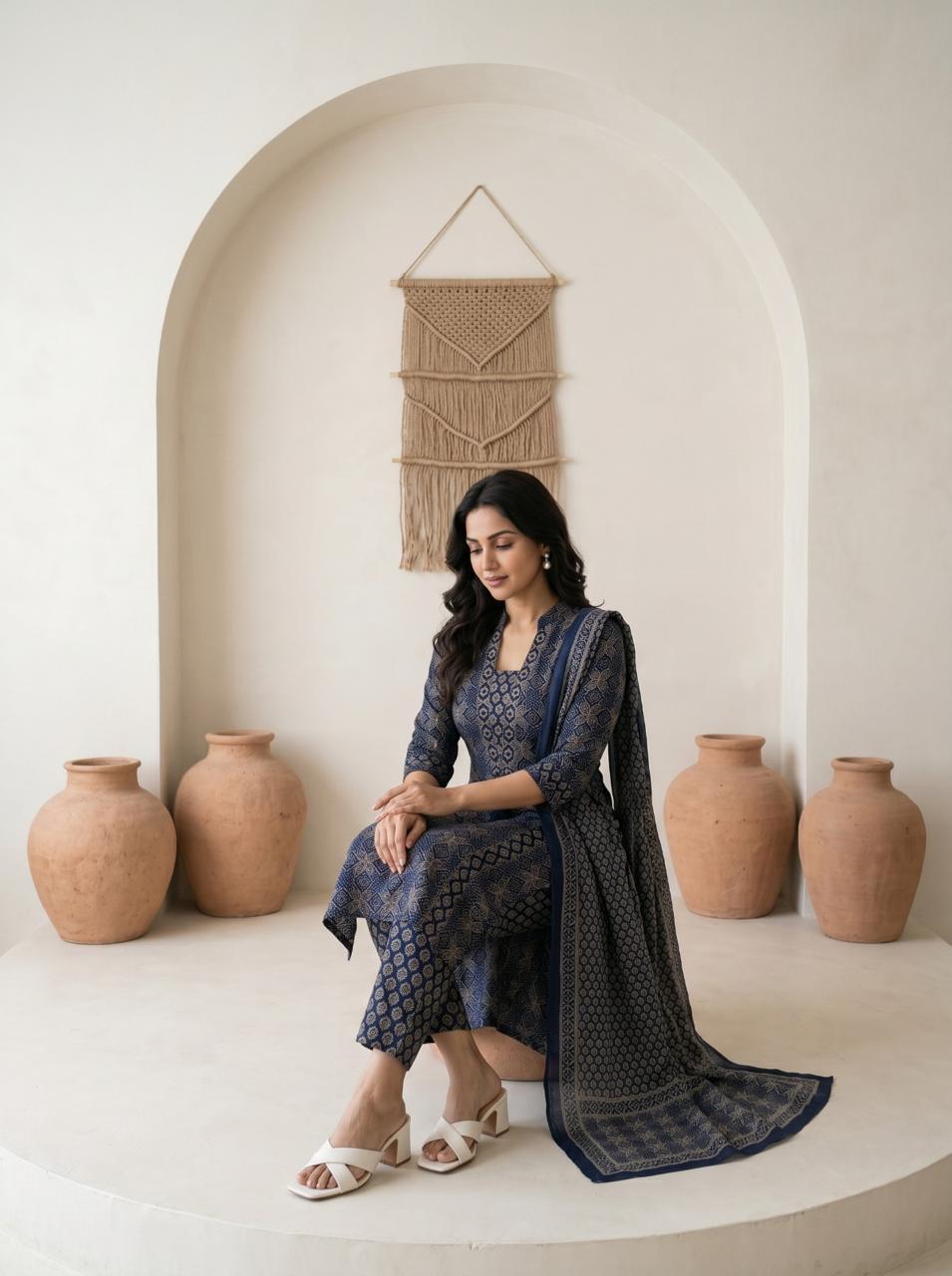 Women's Premium Cotton Suit Set with Dupatta