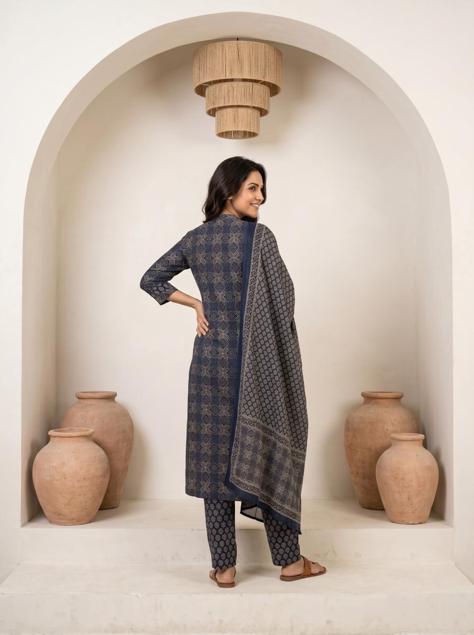 Women's Premium Cotton Suit Set with Dupatta