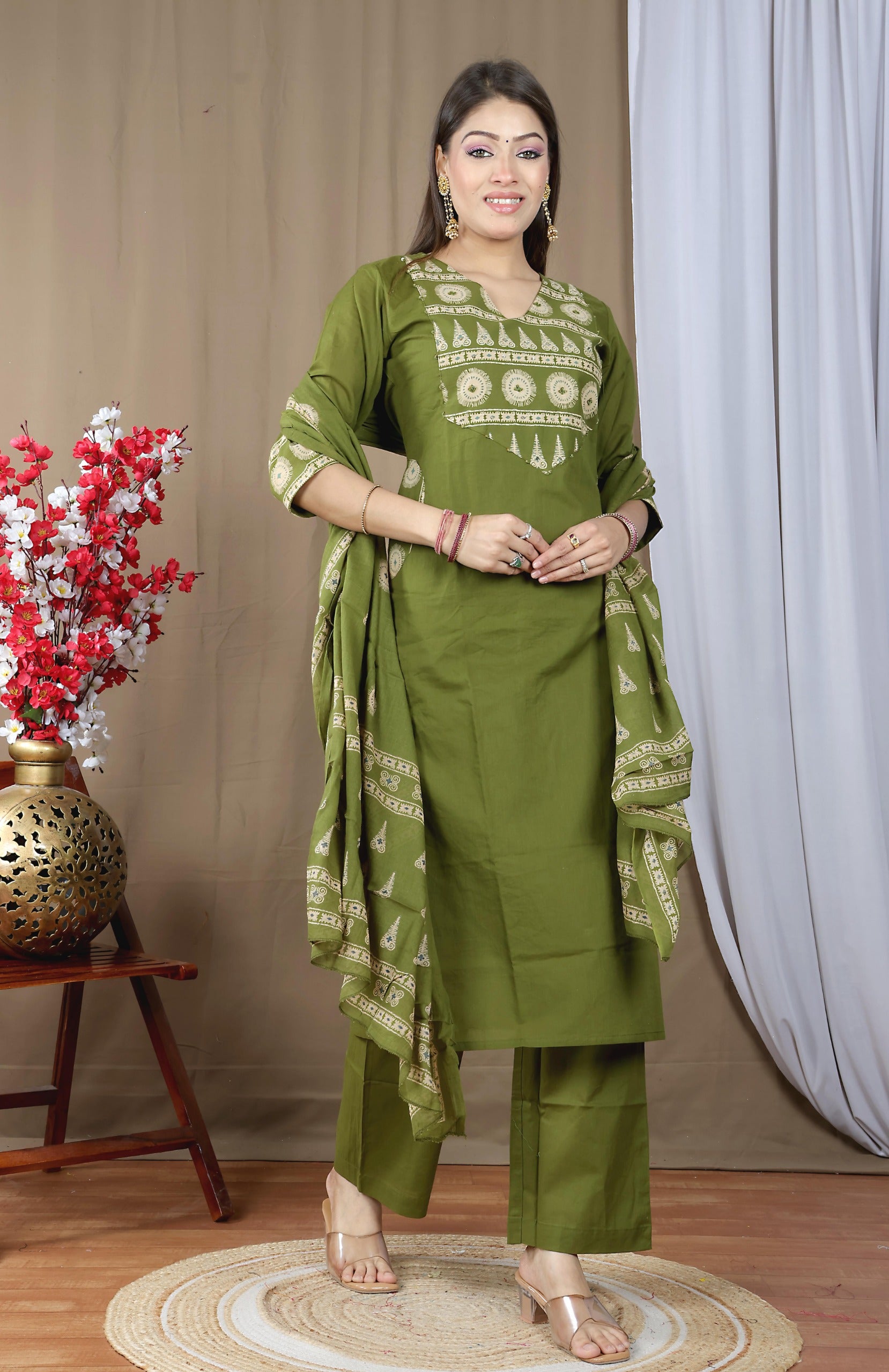 Women's Soft Cotton Kurta Set with Dupatta