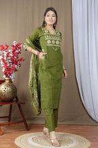 Women's Soft Cotton Kurta Set with Dupatta