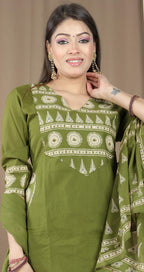 Women's Soft Cotton Kurta Set with Dupatta