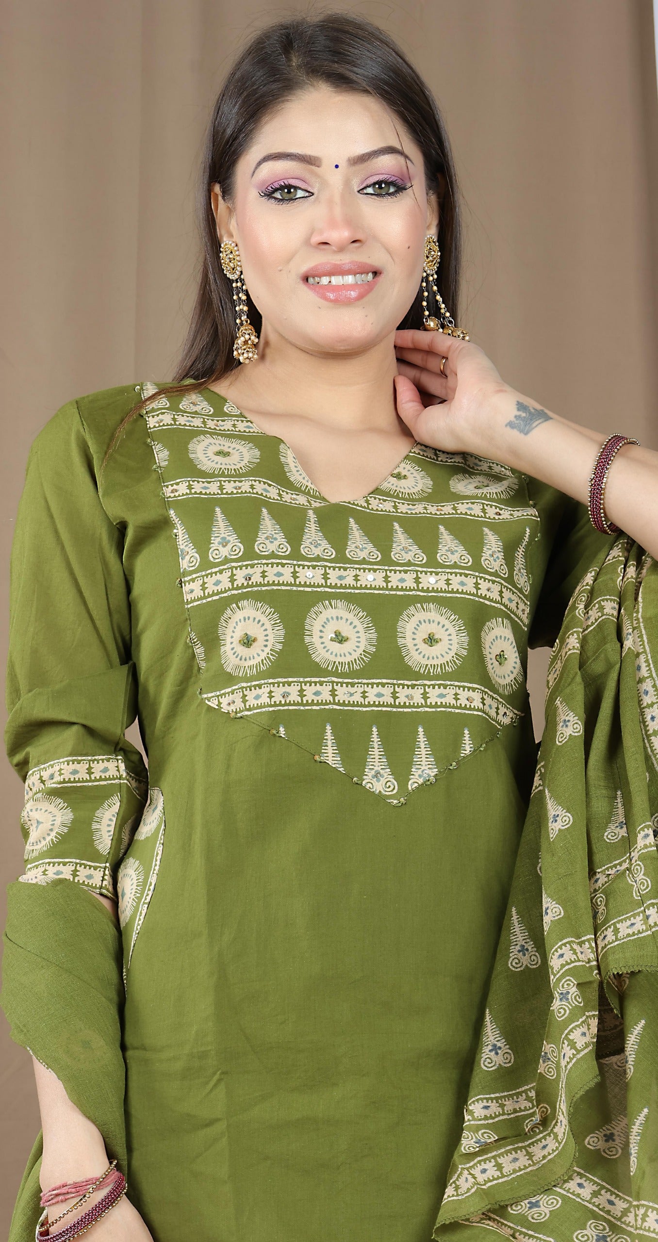 Women's Soft Cotton Kurta Set with Dupatta