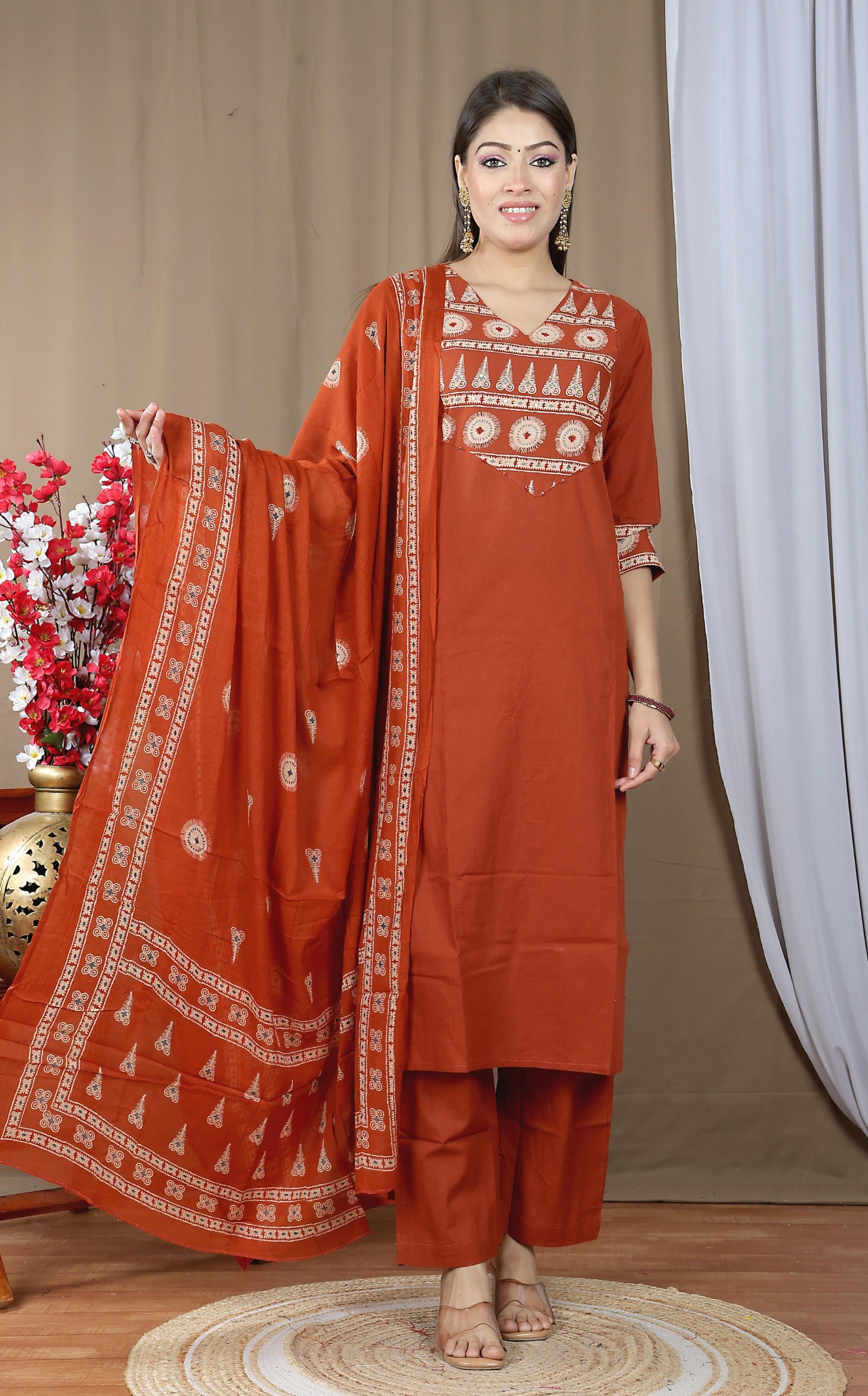 Women's Soft Cotton Kurta Set with Dupatta