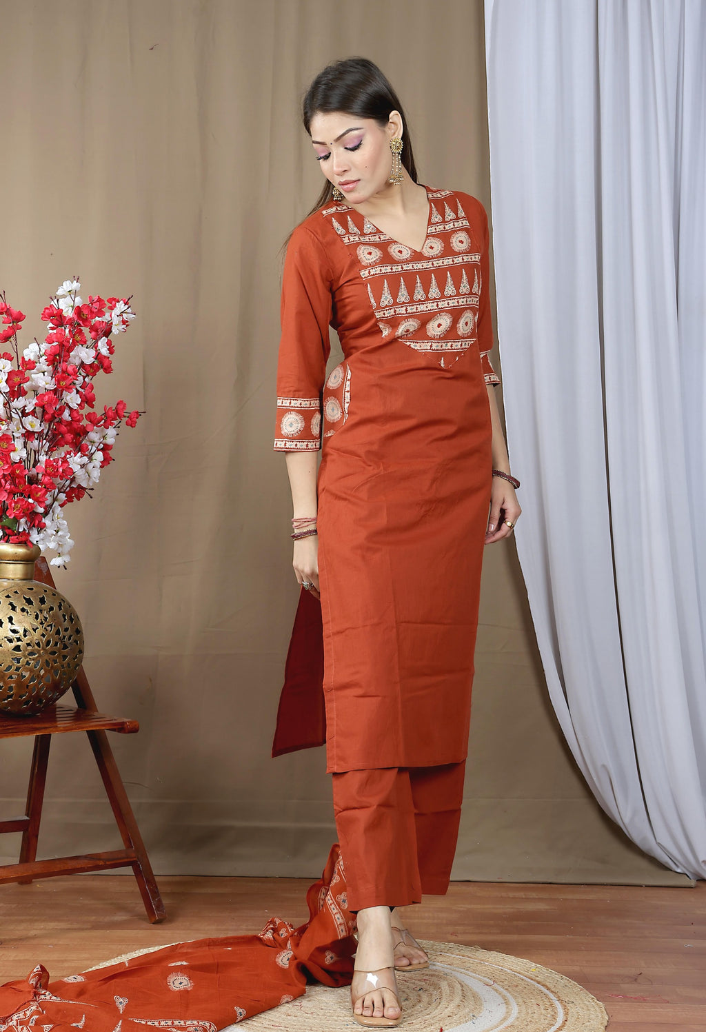 Women's Soft Cotton Kurta Set with Dupatta