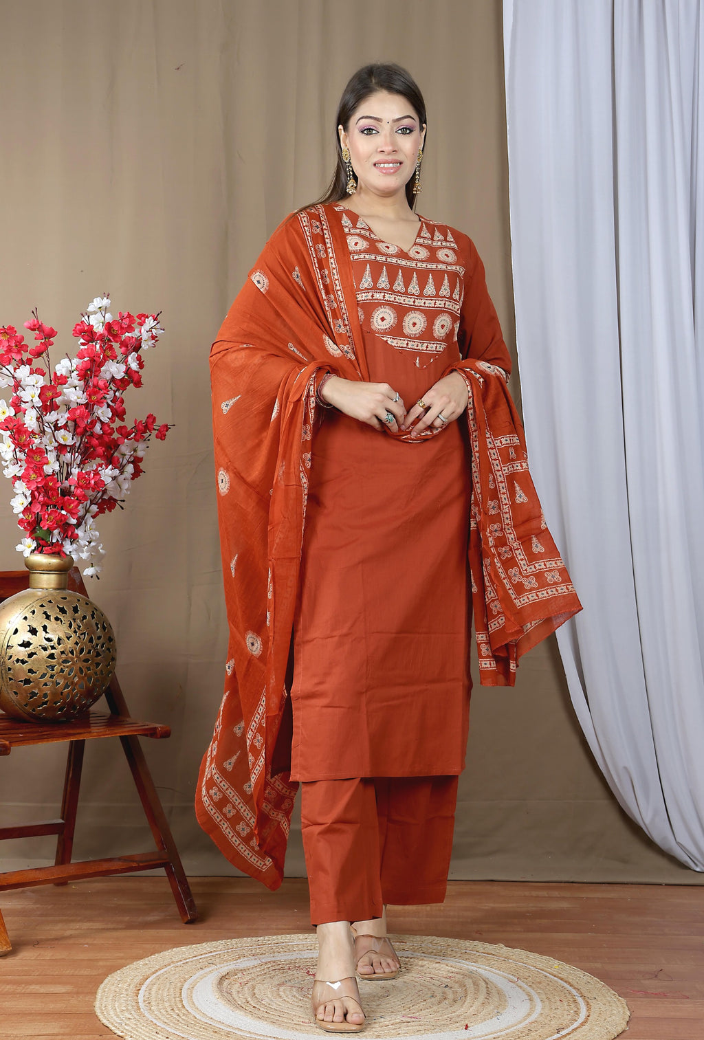 Women's Soft Cotton Kurta Set with Dupatta