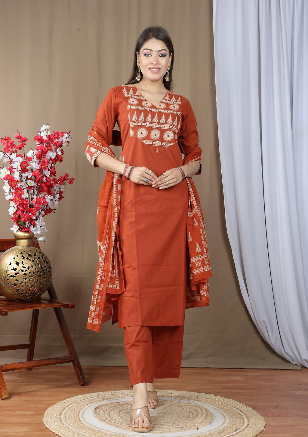 Women's Soft Cotton Kurta Set with Dupatta