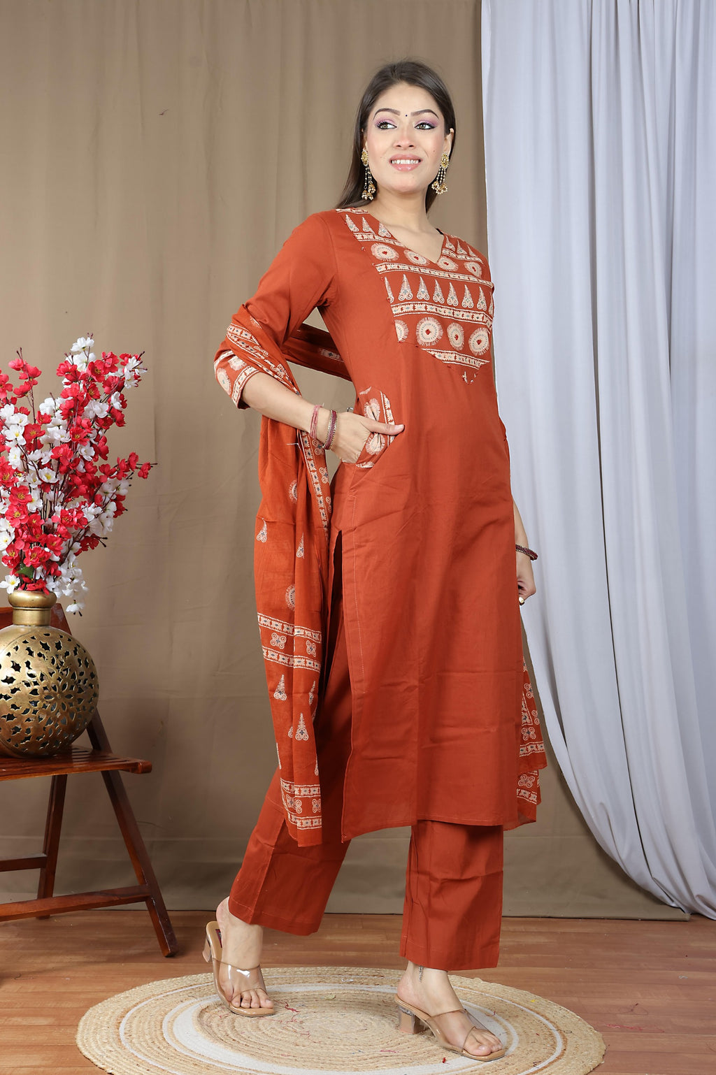 Women's Soft Cotton Kurta Set with Dupatta