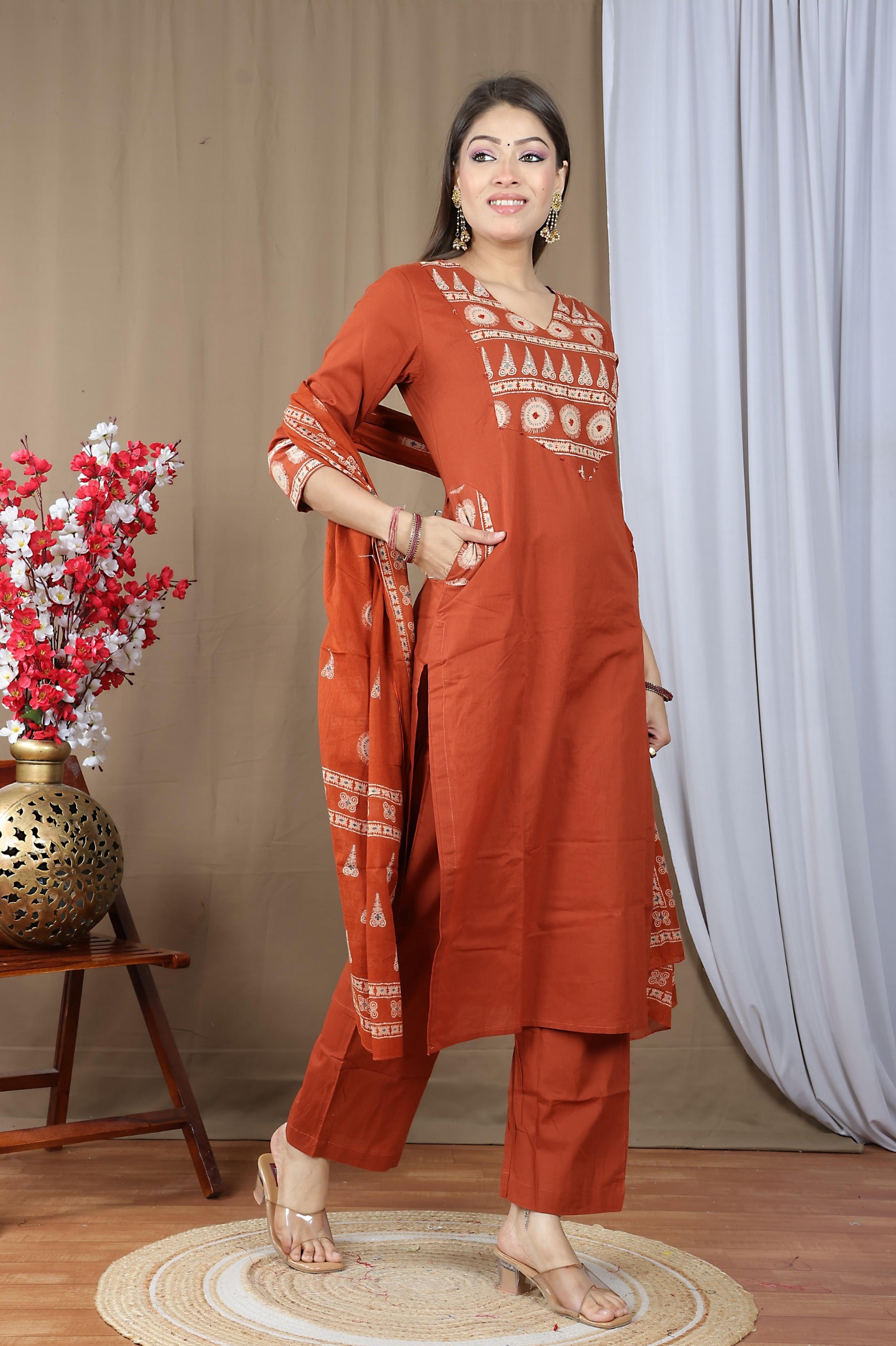 Women's Soft Cotton Kurta Set with Dupatta