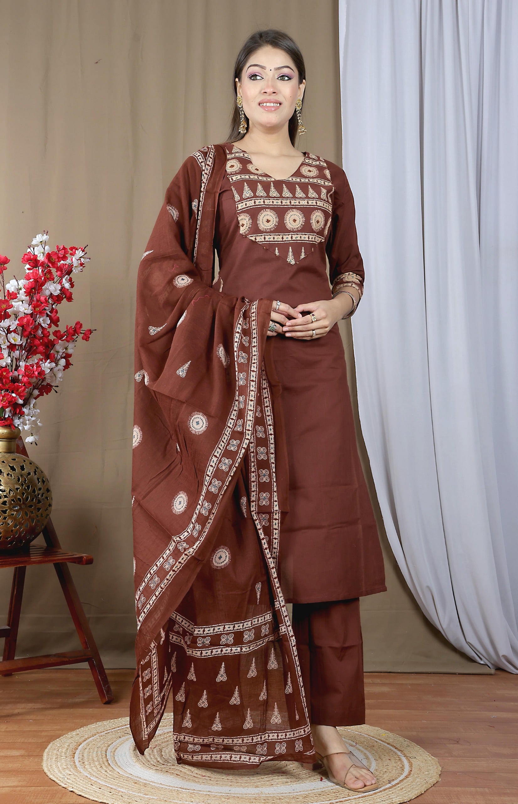 Women's Soft Cotton Kurta Set with Dupatta
