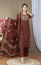 Women's Soft Cotton Kurta Set with Dupatta