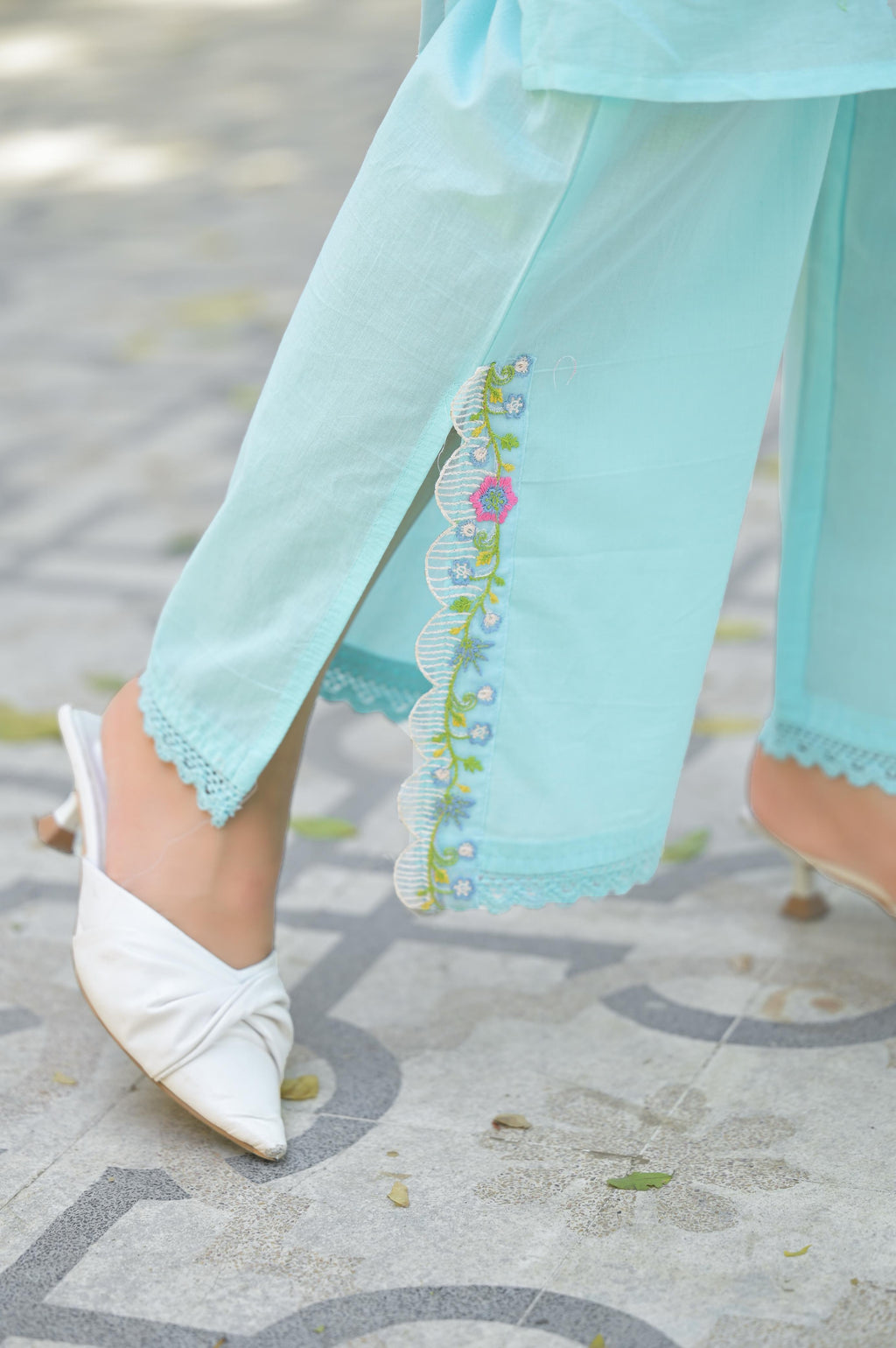 Women's Premium Pure Cotton Embroidered Kurta Pant Co-ord Set