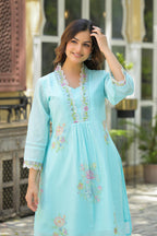 Women's Premium Pure Cotton Embroidered Kurta Pant Co-ord Set