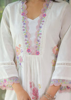 Women's Premium Pure Cotton Embroidered Kurta Pant Co-ord Set