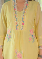 Women's Premium Pure Cotton Embroidered Kurta Pant Co-ord Set
