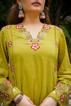 Women's Floral Cotton Kurta Set