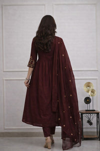 Women's Floral Cotton Anarkali Kurta Set with Straight Pants