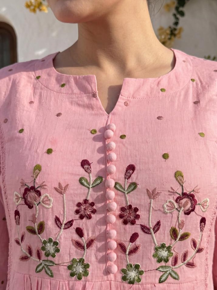 Women's Premium Cotton Embroidered Anarkali Set