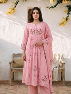 Women's Premium Cotton Embroidered Anarkali Set