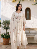 Women's Premium Cotton Embroidered Anarkali Set