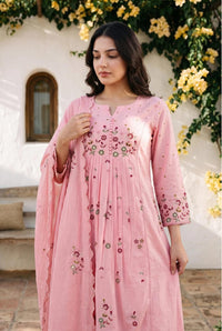 Women's Premium Cotton Embroidered Anarkali Set