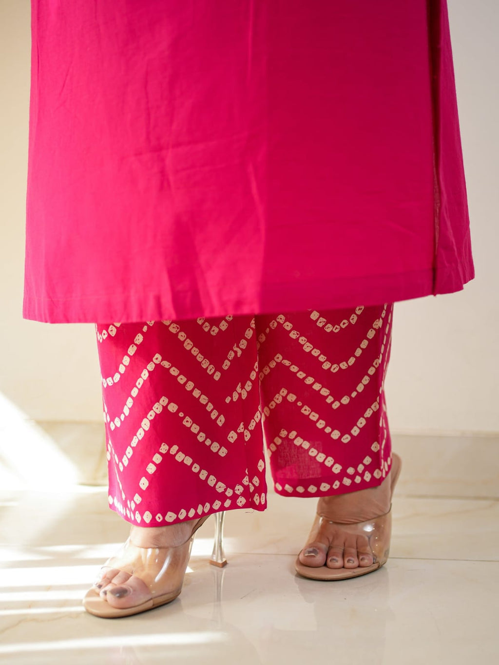 Women's Premium Cotton Bandhani Print Kurta Set with Cotton Dupatta