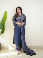 Women's Premium Cotton Bandhani Print Kurta Set with Cotton Dupatta