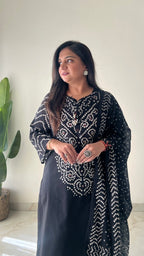Women's Premium Cotton Bandhani Print Kurta Set with Cotton Dupatta