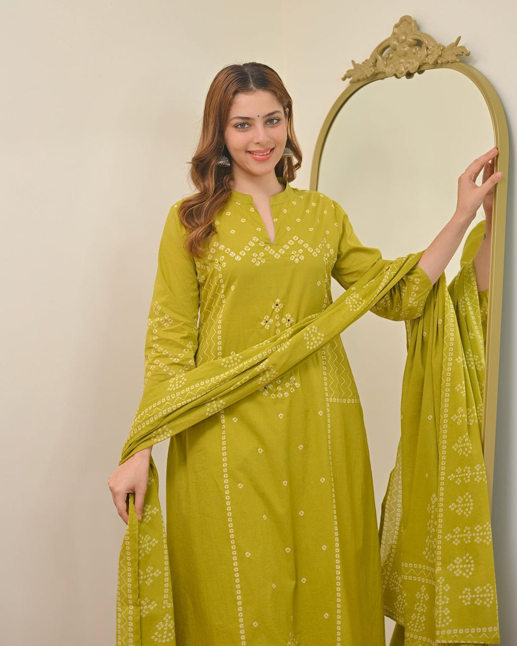 Traditional Printed Cotton Kurta Set with Dupatta