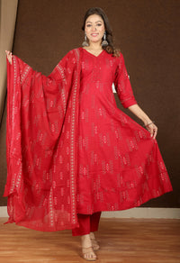 Women's Soft Cotton Anarkali Suit Set